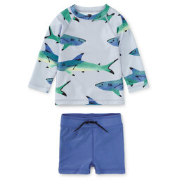 Tea Collection Rash Guard Baby Swim Set Painted Sharks