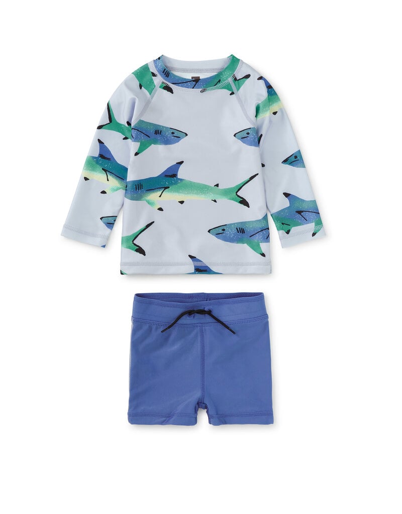 Tea Collection Rash Guard Baby Swim Set Painted Sharks