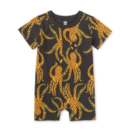 Tea Collection Button-Up Baby Romper Jaguar Spotted Octopus