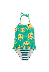 Tea Collection Peplum One-Piece Swimsuit Smiley Sun