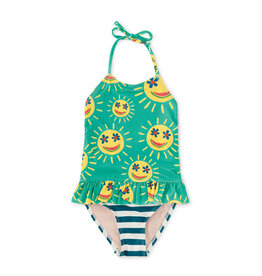 Tea Collection Peplum One-Piece Swimsuit Smiley Sun