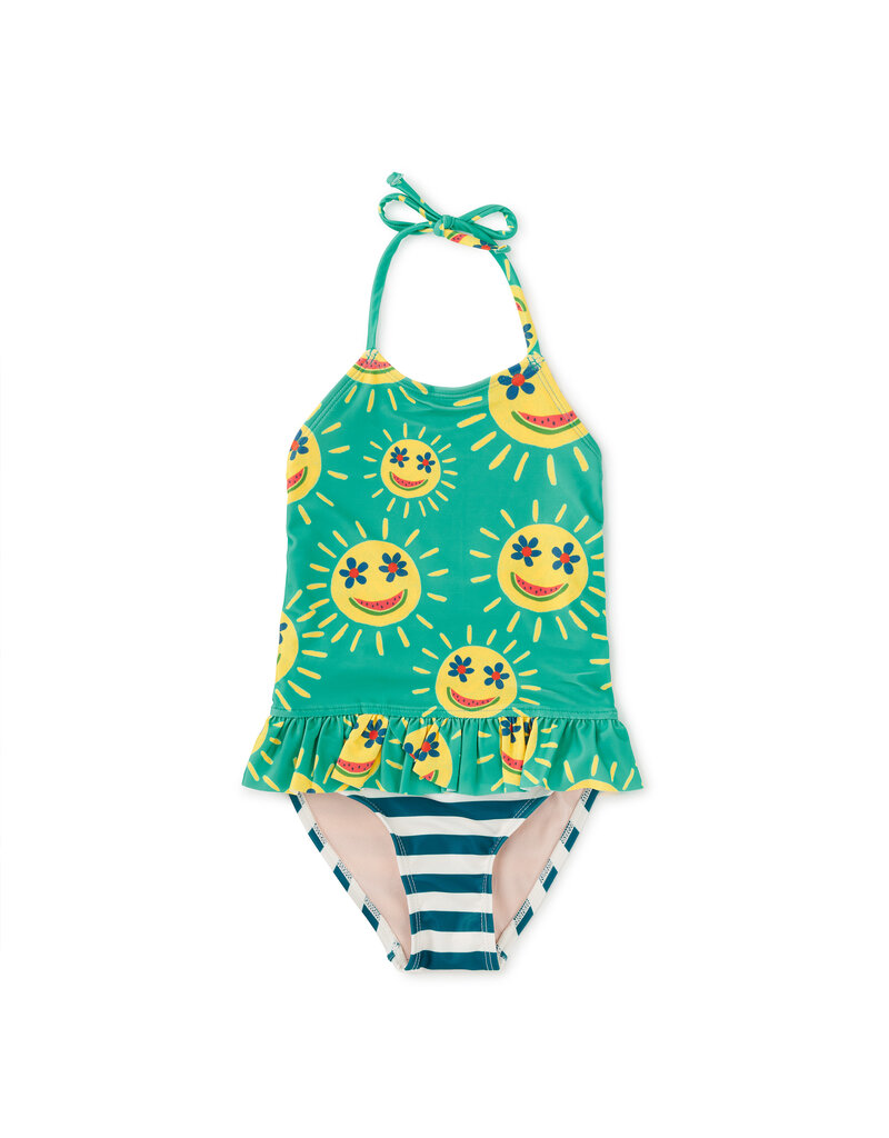 Tea Collection Peplum One-Piece Swimsuit Smiley Sun