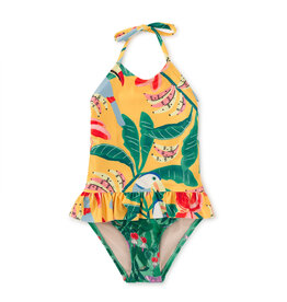 Tea Collection Peplum One-Piece Swimsuit Toucan Banana Tree