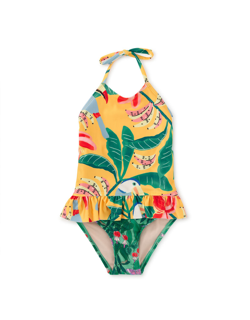 Tea Collection Peplum One-Piece Swimsuit Toucan Banana Tree