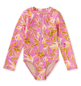 Tea Collection Long Sleeve One-Piece Swimsuit Tropical Gardenias