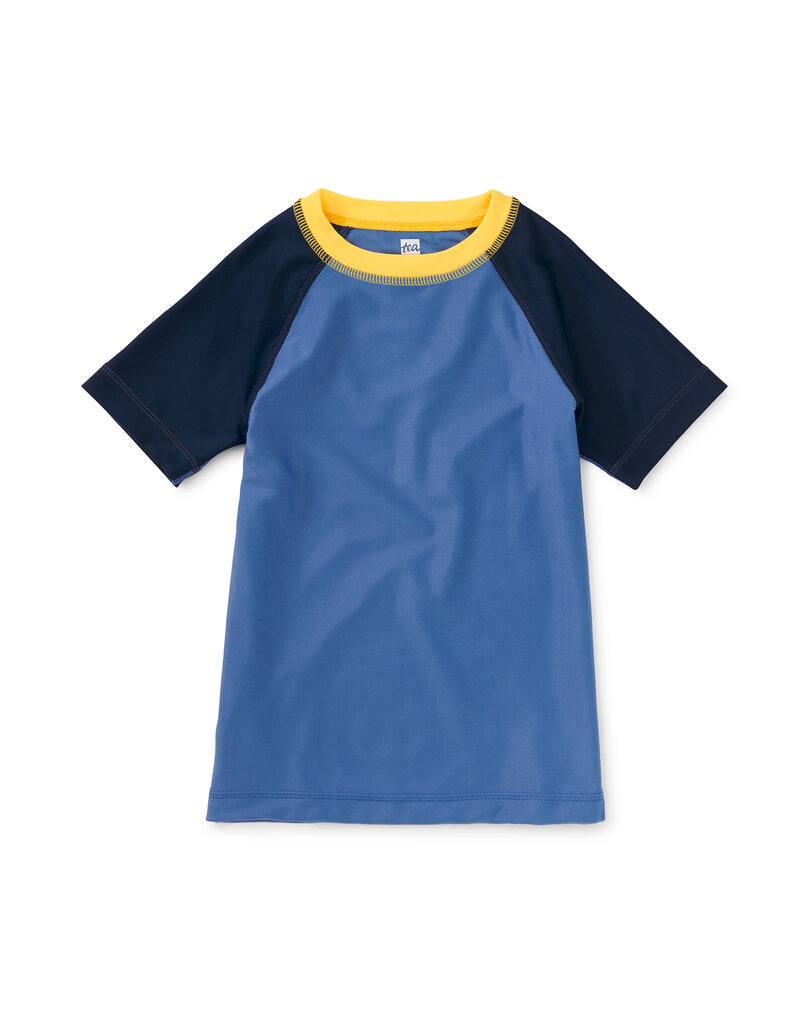 Tea Collection Short Sleeve Rash Guard Blue Yarrow