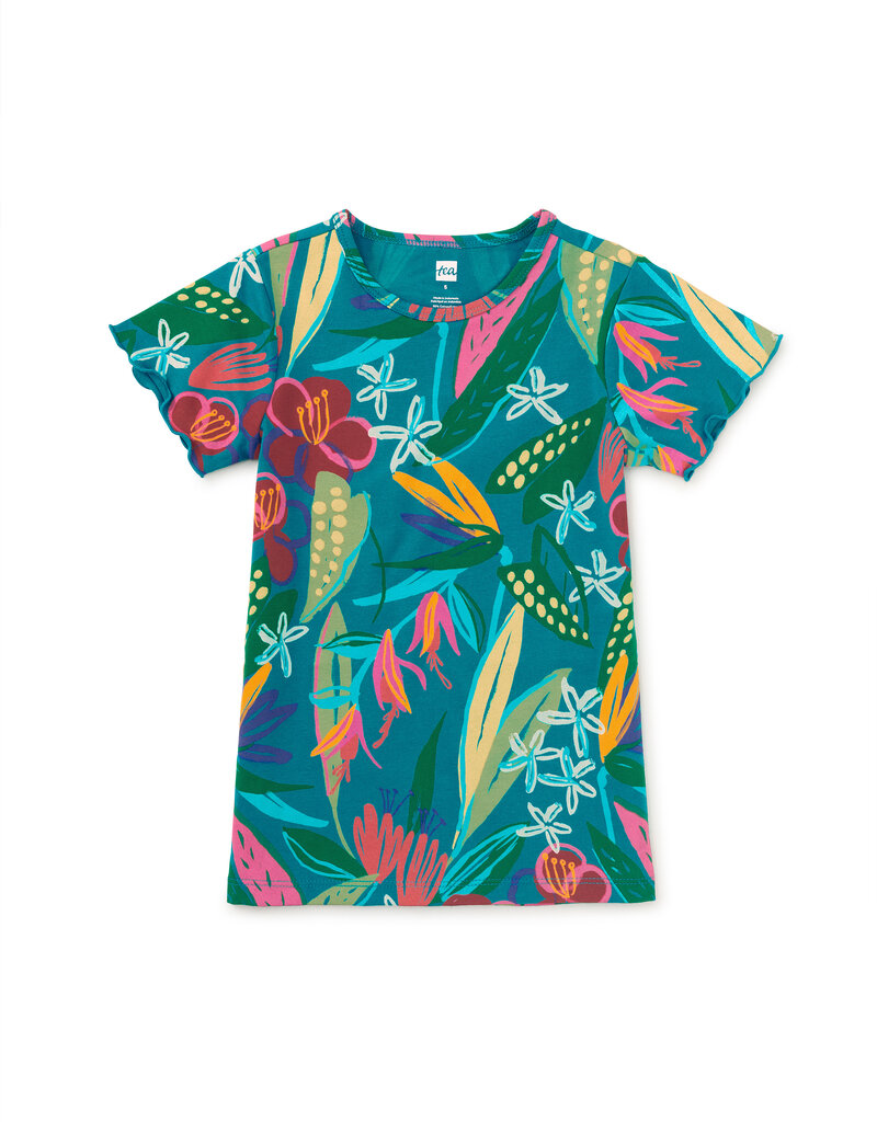 Tea Collection Printed Slim Fit Top Tropical Floral Burst