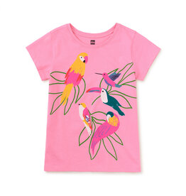 Tea Collection Graphic Tee Tropical Birds Sachet Pink