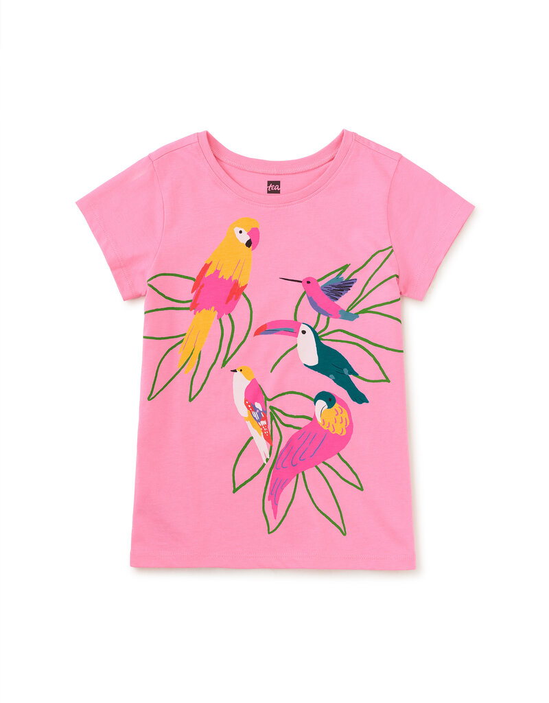Tea Collection Tropical Birds Graphic Tee Sachet Pink