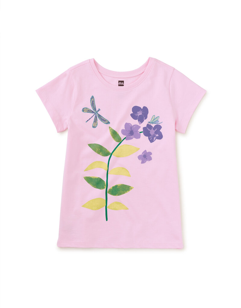 Tea Collection Dragonfly Floral Graphic Tee Pink Lady