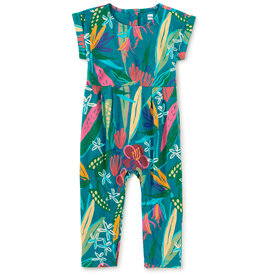 Tea Collection Cuff Sleeve Baby Romper Tropical Floral Burst
