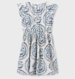 Mayoral White Dress w/Blue Print