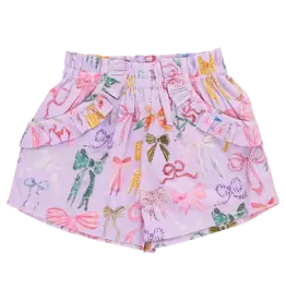Pink Chicken ruffle theodore short lavender watercolor bows