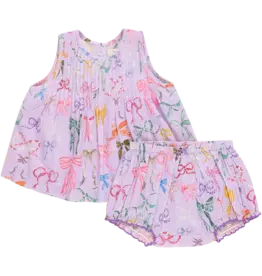 Pink Chicken baby girls jaipur 2-pc set lavender watercolor bows