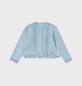 Mayoral Sky Ruffle Knit Cardigan