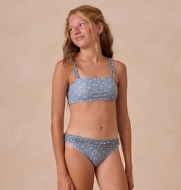 Rylee + Cru Inc. ROUCHED BIKINI BLUE FLORAL OCEAN