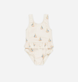 Rylee + Cru Inc. SKIRTED ONE-PIECE SAILBOATS NATURAL