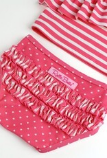 RuffleButts One Shoulder Ruffle Tankini Hot Pink Heart Polka Dot