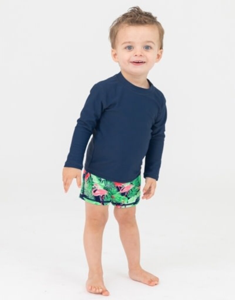 RuffleButts Long Sleeve Navy Rash Guard