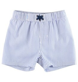 RuffleButts Swim Trunks Periwinkle Blue Seersucker