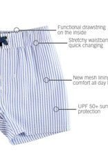 RuffleButts Swim Trunks Periwinkle Blue Seersucker