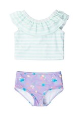RuffleButts Ruffled Tankini Purple Garden