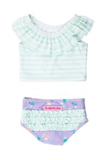 RuffleButts Ruffled Tankini Purple Garden