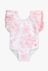 RuffleButts Butterfly Sleeve 1 Pc Bubblegum Pink Butterfly Garden Toile