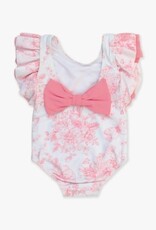 RuffleButts Butterfly Sleeve 1 Pc Bubblegum Pink Butterfly Garden Toile