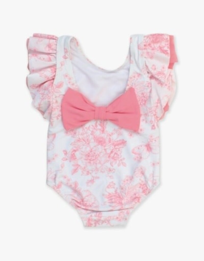 RuffleButts Butterfly Sleeve 1 Pc Bubblegum Pink Butterfly Garden Toile