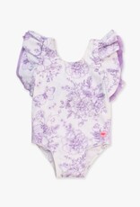 RuffleButts Butterfly Sleeve 1Pc Purple Butterfly Garden Toile
