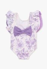 RuffleButts Butterfly Sleeve 1Pc Purple Butterfly Garden Toile
