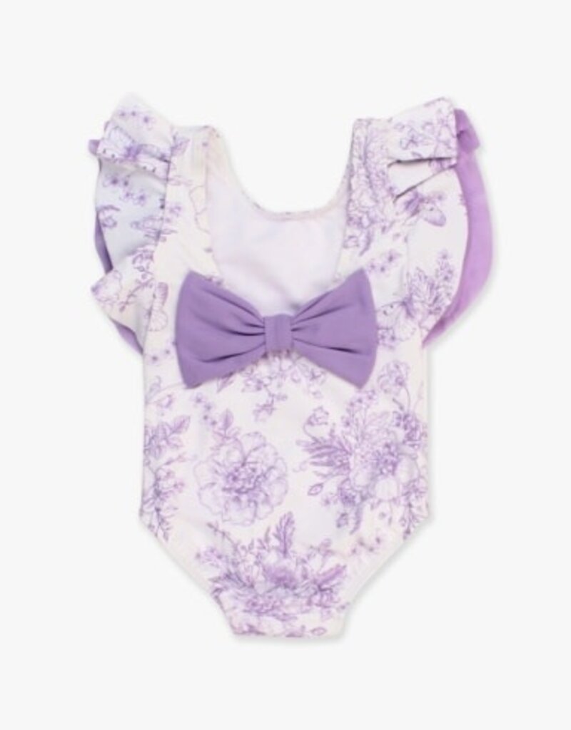 RuffleButts Butterfly Sleeve 1Pc Purple Butterfly Garden Toile