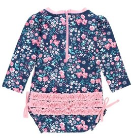 RuffleButts L/S 1Pc Rash Guard Moonlit Meadow