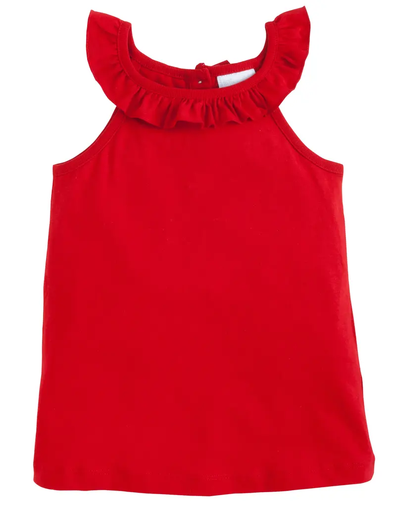 Little English Ruffled Tank Red