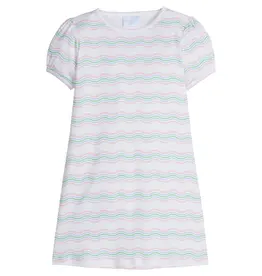 Little English Printed T- Shirt Dress Squiggle Stripe