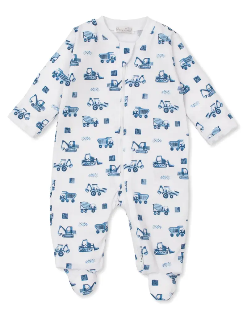 Kissy Kissy Construction Trucks Blue Print Footie w/Zipper