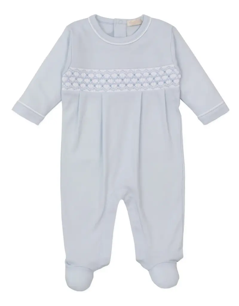 Kissy Kissy Lt Blue Hand Smocked Footie Summer 25