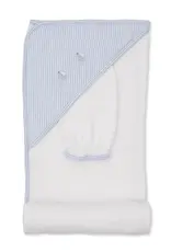 Kissy Kissy White/Lt Blue Hooded Towel w/Mitt Saturday Regatta