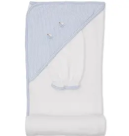 Kissy Kissy White/Lt Blue Hooded Towel w/Mitt Saturday Regatta