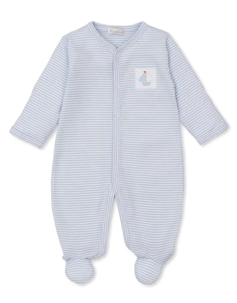 Kissy Kissy Lt Blue Striped Footie Saturday Regatta