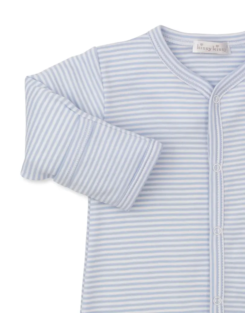 Kissy Kissy Lt Blue Striped Footie Saturday Regatta