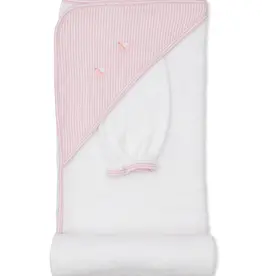 Kissy Kissy White/Pink Hooded Towel w/Mitt Saturday Regatta