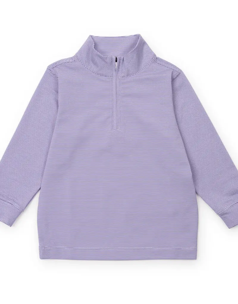 Lila + Hayes SAM PERFORMANCE PULLOVER PURPLE WHITE STRIPES