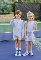 Lila + Hayes SAM PERFORMANCE PULLOVER PURPLE WHITE STRIPES