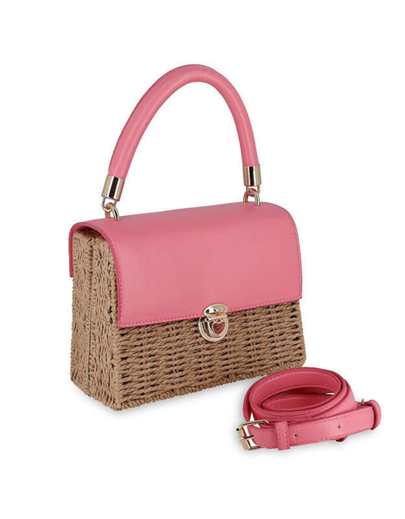 Abel & Lula Combined Basket Handbag Fuchsia