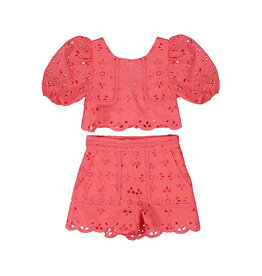 Abel & Lula Embroidered Bermuda Set Fuchsia