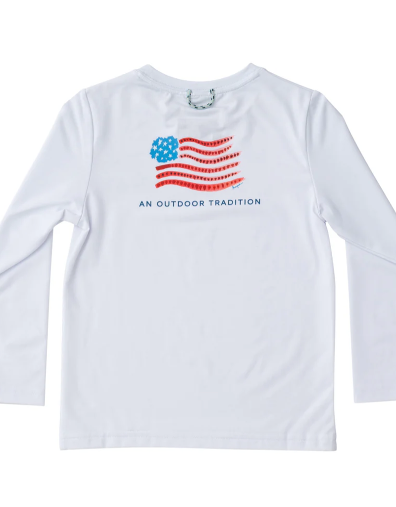 Prodoh Pro Performance L/S Fishing T Bright White American Flag