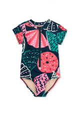 Tea Collection Rash Guard One-Piece Swimsuit Scattered Shells