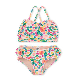 Tea Collection Ruffle Two-Piece Swim Set Tropical Fruit Floral